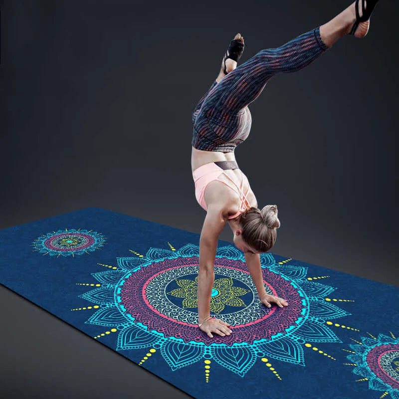 Non-slip TPE suede yoga mat 183x80cm 6mm thick geometric pattern Midsummer Light Year three-piece set