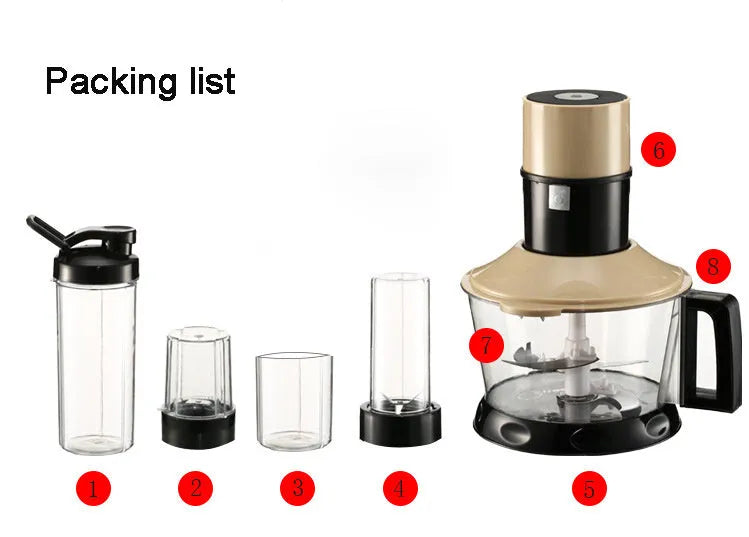 Multifunctional meat grinder and food processor, 2 speed, 220V, under 10L, 37.5 x 20.5 x 18.5cm