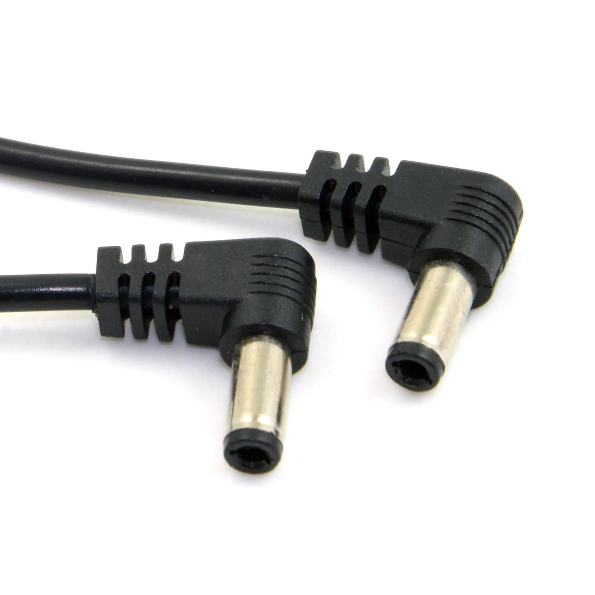 90 degree double bend DC power extension cable, 60cm, black, 5.5/2.5mm tuning fork head