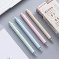 Set of 12 push-type 0.5mm gel pens in assorted colours with replaceable refills and quick-drying black ink