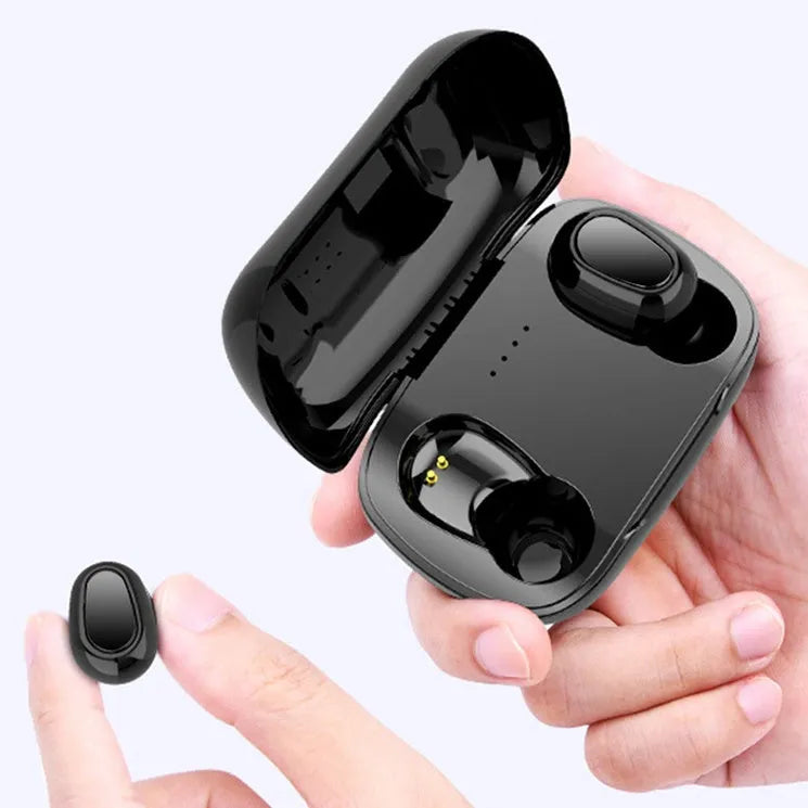 TWS Bluetooth headset with charging case in black, 10-metre range, 350mAh battery