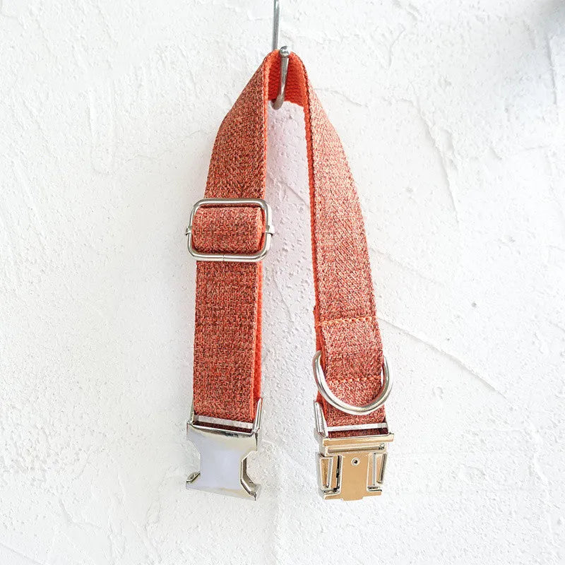 Double-layer thick polyester pet leash with adjustable metal buckle on a neutral background