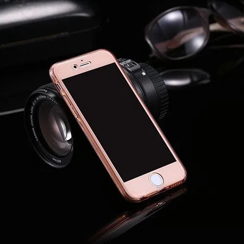 360 degree all inclusive TPU phone case for iPhone in black showing front and back covers