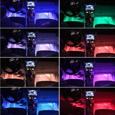 One for four RGB APP controlled LED car interior atmosphere light kit with 5050SMD chips and music sync mode