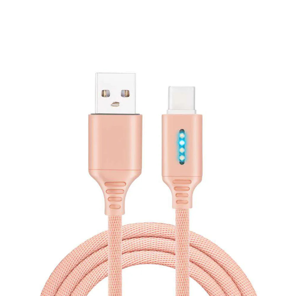 Fabric weaving fast charging cable showing woven texture and USB connector