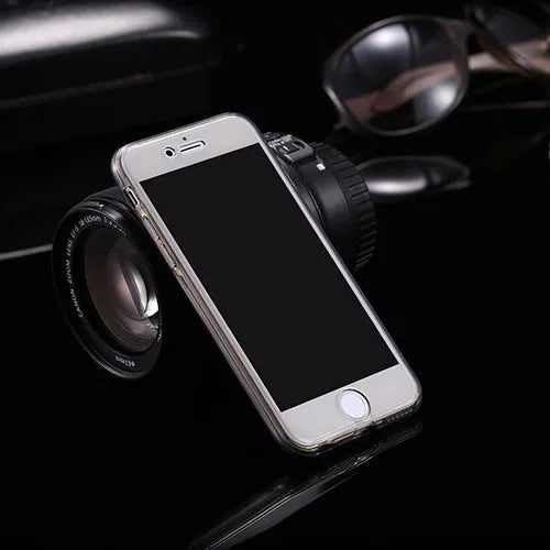 360 degree all inclusive TPU phone case for iPhone in black showing front and back covers