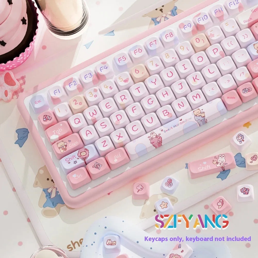 Sweet Cotton Candy colour mechanical keyboard key cap set in a package.