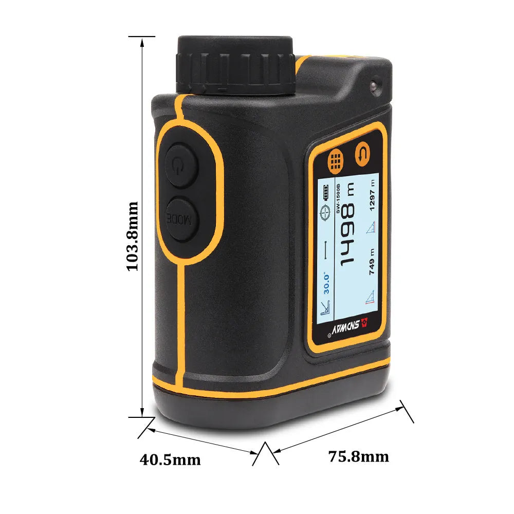 Outdoor handheld golf laser rangefinder showing compact design with display screen