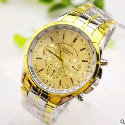 Men's quartz watch with round dial, alloy case, imitation leather strap, World Time feature, casual style