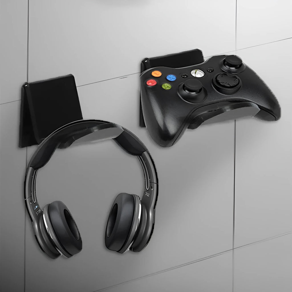 Universal game controller wall bracket in plastic available in black, white and transparent colours
