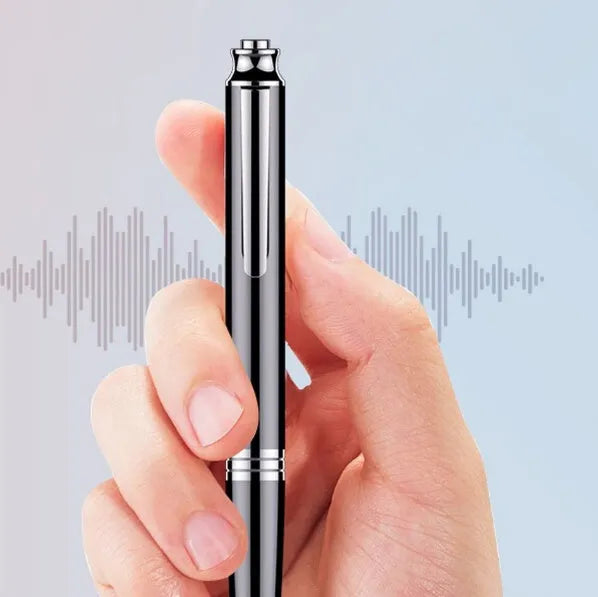 Black USB digital voice recorder pen design with 5-10 metre microphone range