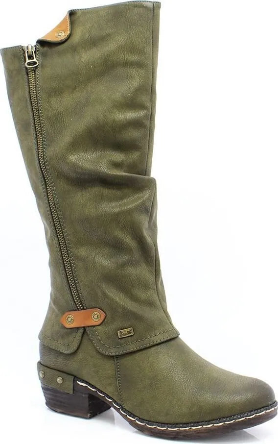 Women’s PU ankle boots with block heel and round toe in black colour option