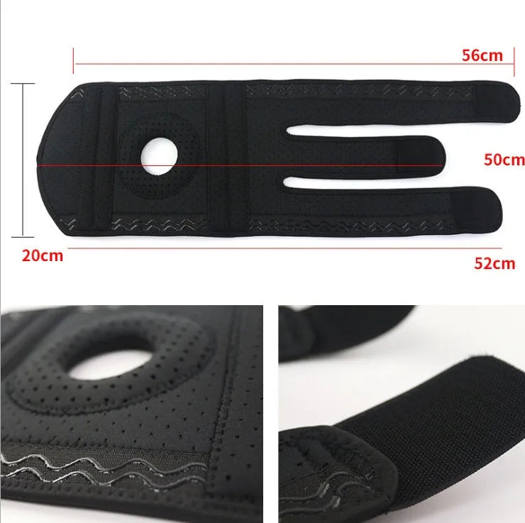 Neoprene non-slip knee pad for outdoor mountaineering, shown in black, green, or orange.