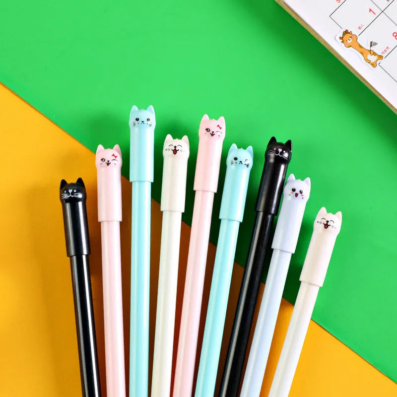 Cute pendulum cat gel pen with plastic shell and 0.5mm tip in multiple colour options