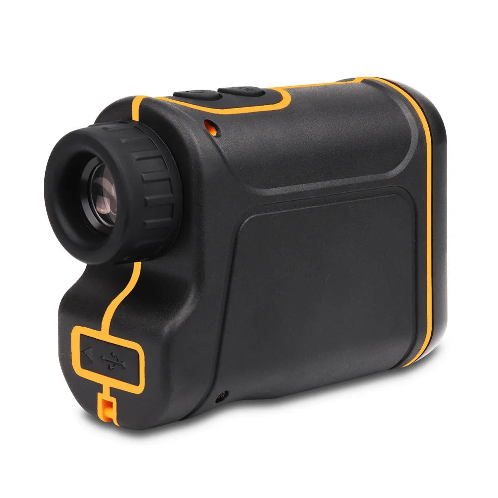 Outdoor handheld golf laser rangefinder showing compact design with display screen