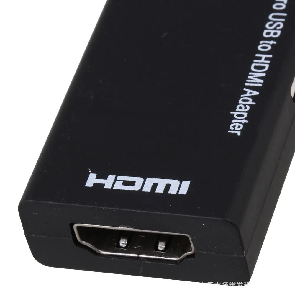 Black HD to HDMI adapter converter cable with 3.5mm audio port for connecting cameras to monitors