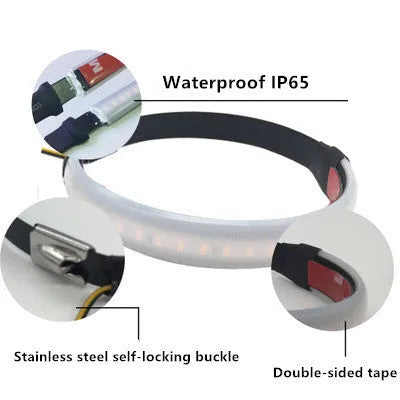 Motorcycle LED turn signal ring dual colour universal 45-70mm light guide for front shock absorber