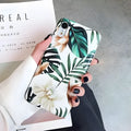 Retro banana leaf floral design TPU phone case in flower leaves colour for compatible iPhone models