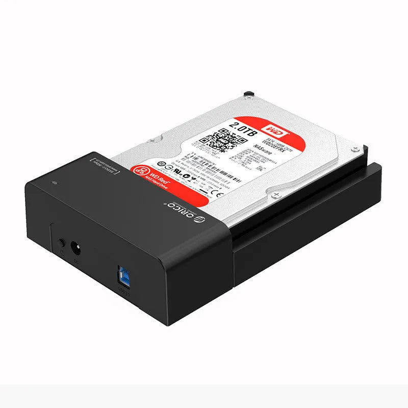 Black plastic universal hard disk box for 2.5 inch and 3.5 inch SATA drives with data cable
