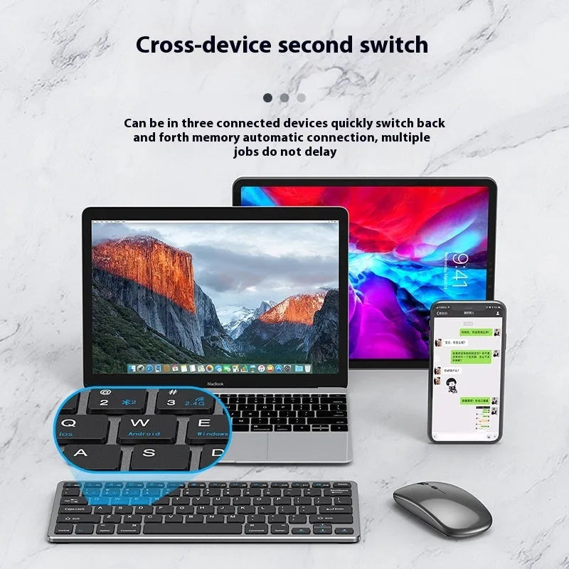 Ultra-thin wireless keyboard and mouse set in black with rechargeable battery