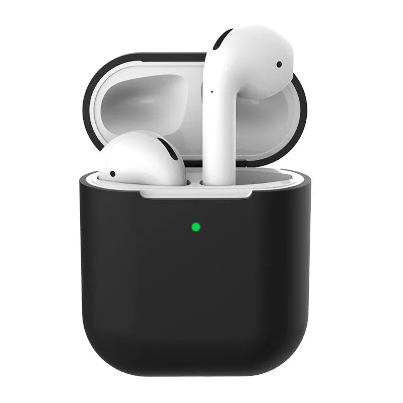 Silicone earphone protector case compatible with Apple AirPods 2 in clamshell style, solid colour