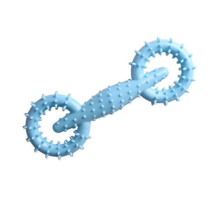 Blue TPR dog chew toy ring measuring 16cm for puppy teething and safe chewing