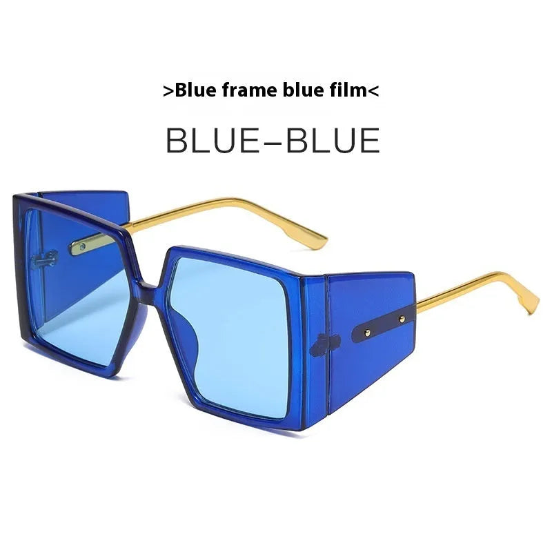 Large square frame sunglasses on a white background showing available colour options.
