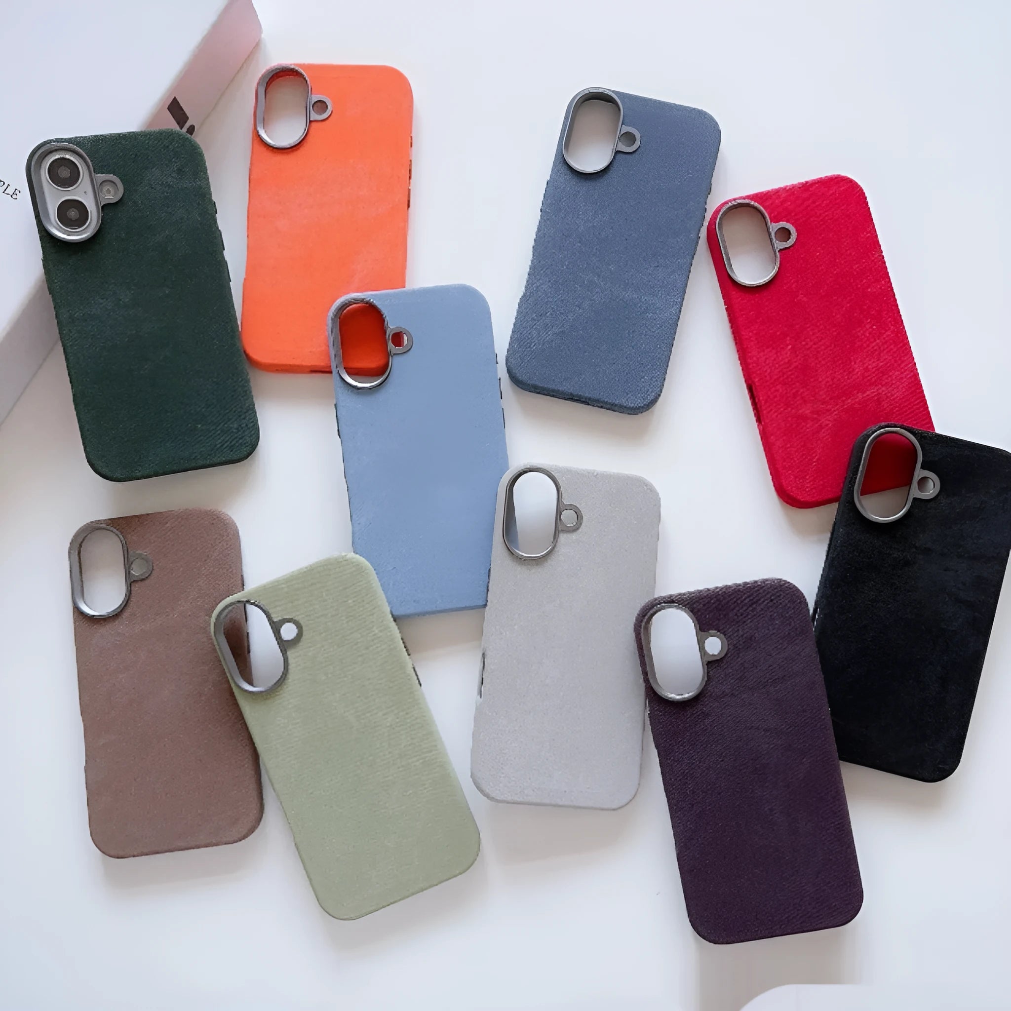 Flannel magnetic phone case in bean green for iPhone with fibre cloth texture and magnetic suction