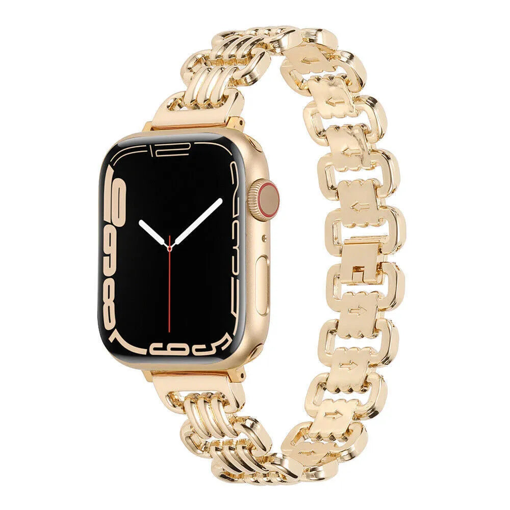 Alloy metal ladies watch bracelet for Apple Watch in silver, black, gold, rose gold and starlight colours