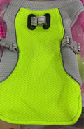 Dog wearing orange cooling vest with heat reflective outer layer and UV protection, designed for outdoor walks in summer