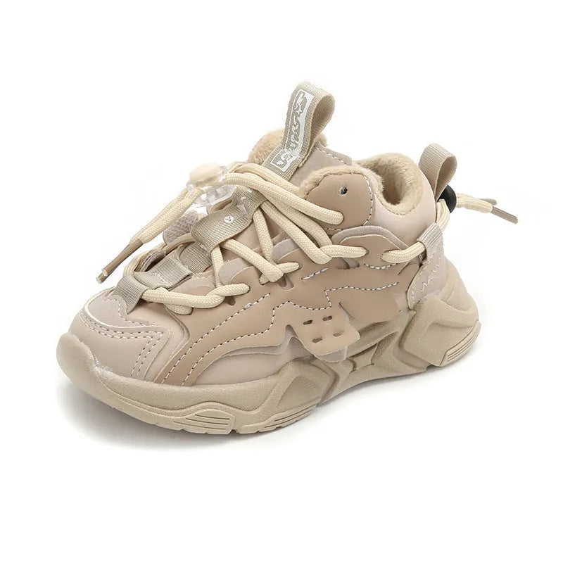 Children's double mesh sneakers in black, pink, or khaki with Velcro straps and rubber sole, sizes 23-37.