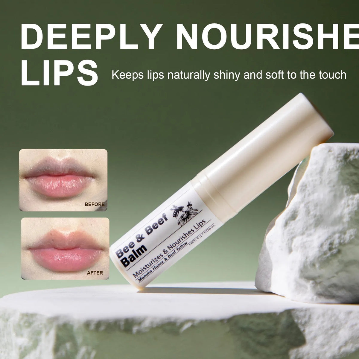 Beef fat lip balm 5g organic grass-fed butter moisturiser FP-B020 83mm x 19mm