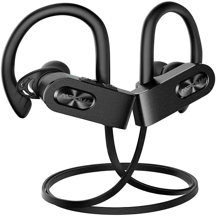 Flame2 hanging ear Bluetooth headset in red, black or pink colours showing bilateral stereo design