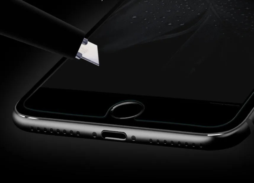 Tempered glass privacy screen protector for iPhone XS Max on a phone.