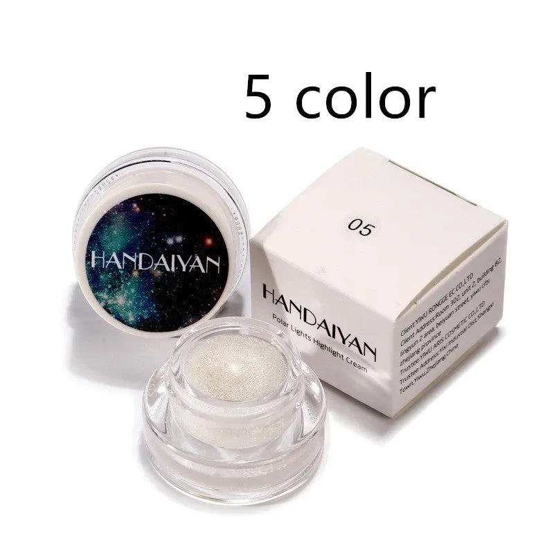 5 colour Aurora Chameleon highlighter palette with cream 3D shimmer in compact portable size