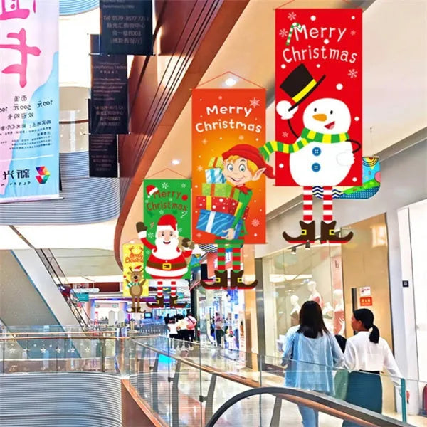 Christmas cloth poster featuring Santa Claus design, measuring 115x40cm, for window decoration
