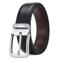 Men's genuine leather belt with alloy buckle showing water pattern design and pin closure