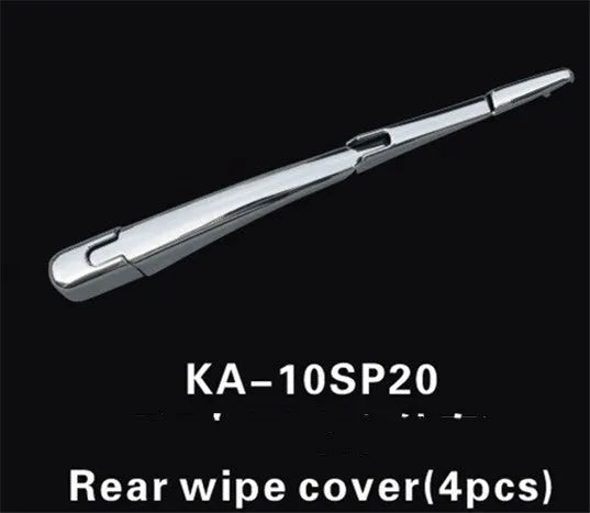 Four silvery ABS plastic rear wiper blade cover trims for a 2010 Hyundai car