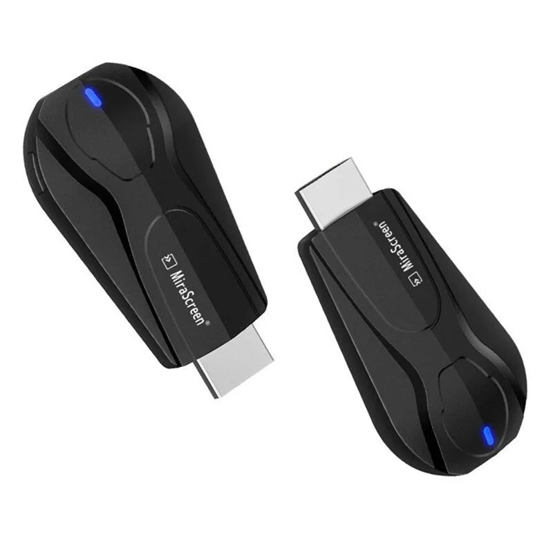Black wireless HDMI screen mirroring device for smartphone to TV display