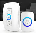 Wireless home doorbell remote with AC receiver unit featuring 32 melodies and compact design for simple installation
