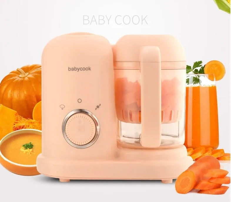 Baby food processor steamer blender in green or pink with double mixing blade