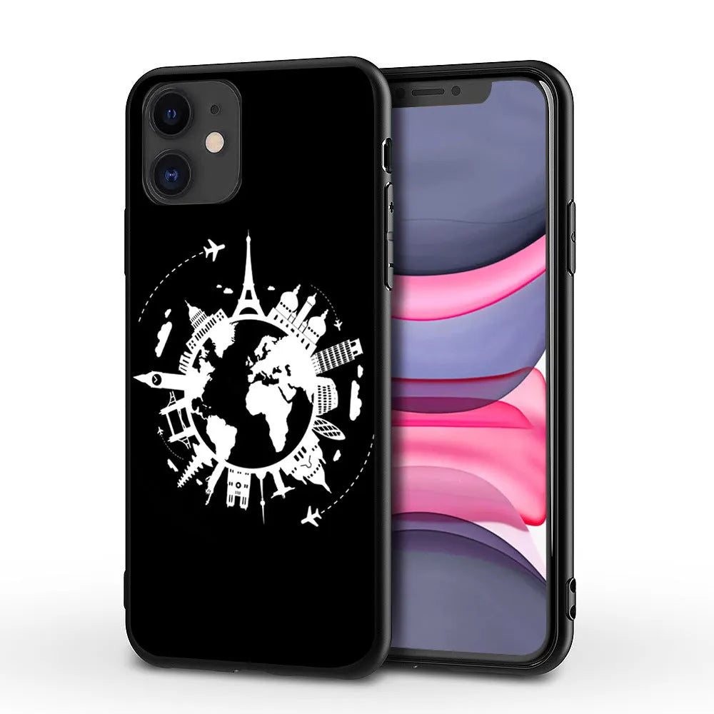 Love Airplane TPU PC back cover phone case for iPhone with printed design