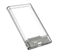 Transparent hard disk box enclosure in PC material for 2TB to 4TB SATA drives, USB to SATA, 131mm x 80mm x 13mm