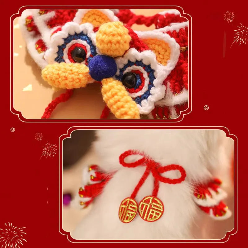 New Year pet scarf collar for cats and dogs in festive designs, available in sizes S and M