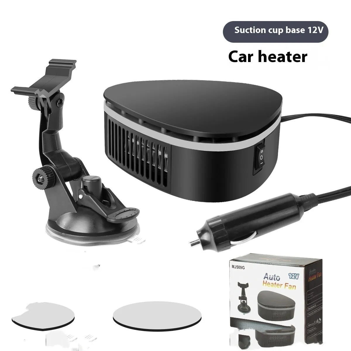 12V 120W car warm air blower heater demister with 360-degree rotating base and 140cm cord for vehicle windscreen defrosting