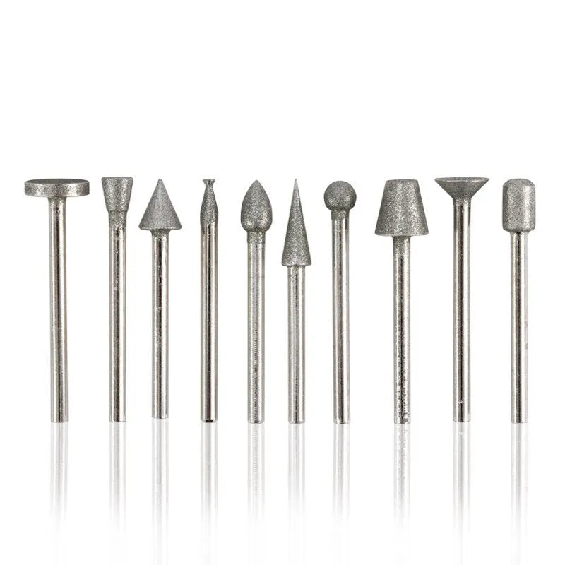 Alloy diamond grinding head set with elliptical cone shape for glass jade stone carving