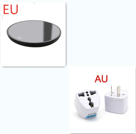 Black coffee mug warmer with 12cm diameter and temperature control switch