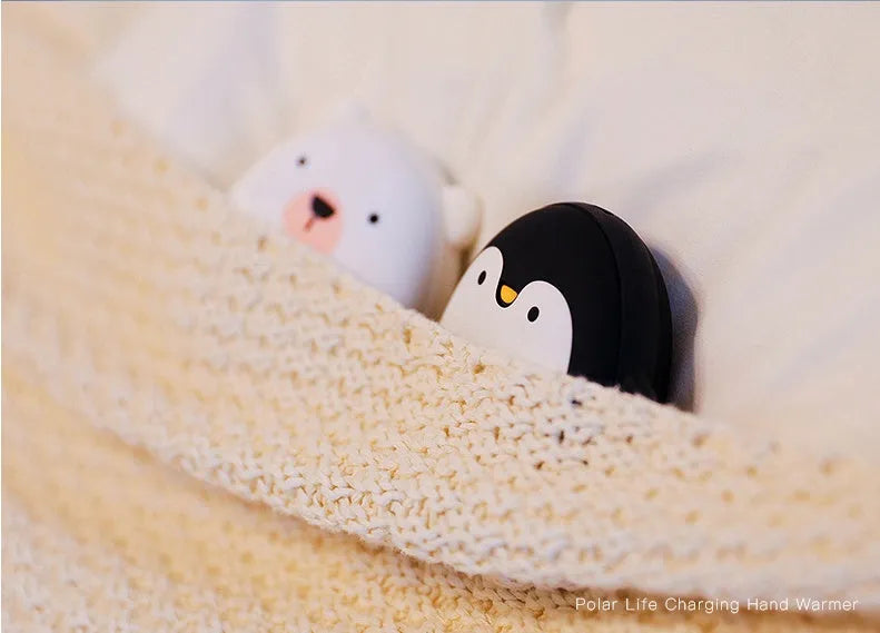 Cartoon penguin polar bear USB rechargeable hand warmer with power bank function