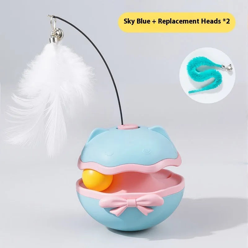 Electric cat toy tumbler teaser stick in soft fog grey colour