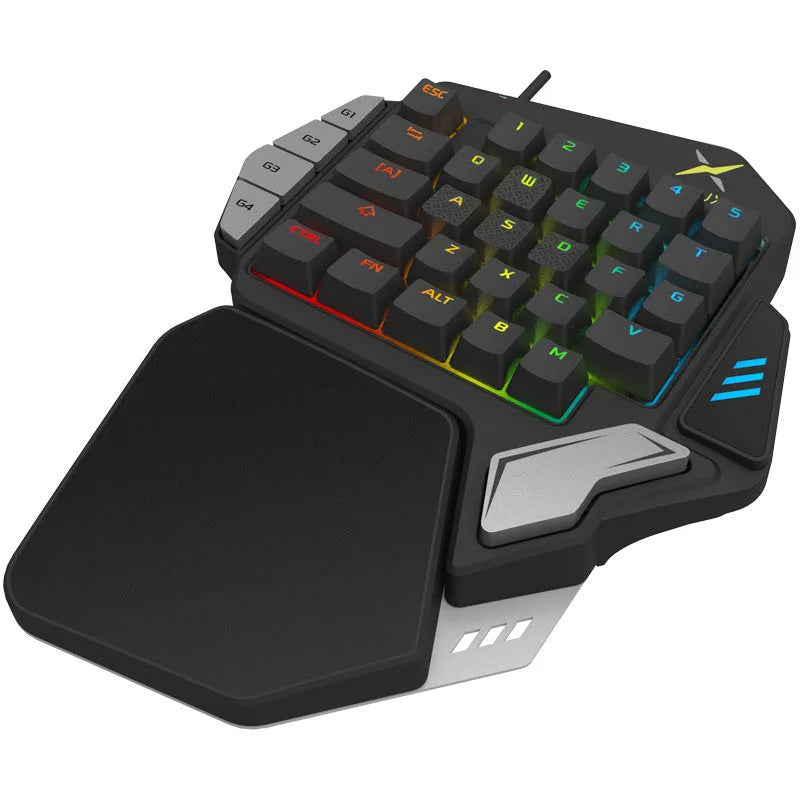 T9X one-handed mechanical gaming keyboard in black with wired USB connection